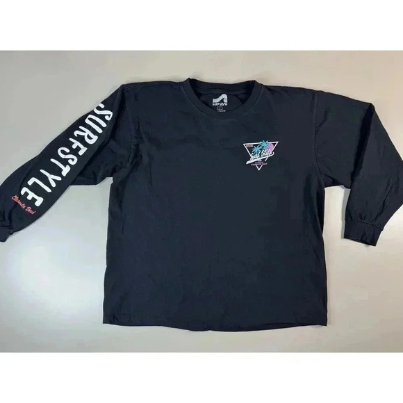 Surf Style Women’s Oversized T Shirt Size L Slightly Cropped Black Florida Vapor - Picture 4 of 10